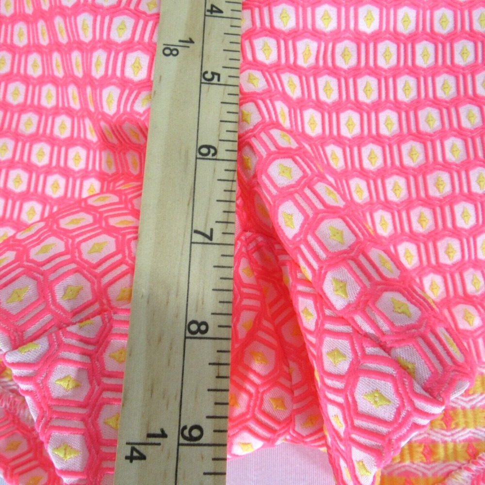 Lilly Pulitzer Shorts Size 00 Liza Hot Pink & Yellow Geometric Jacquard Back Zip - Picture 5 of 10